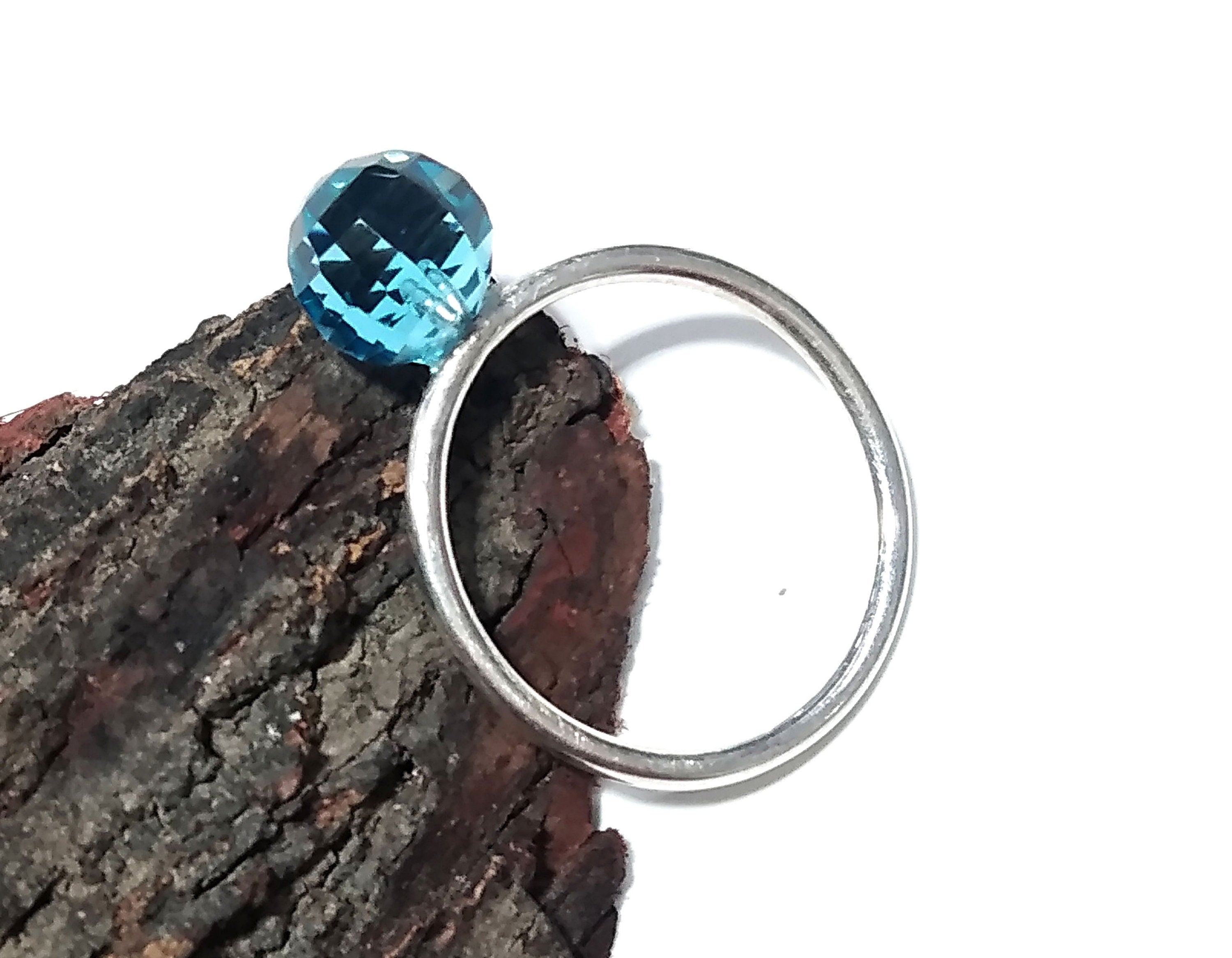 Natural Blue Topaz Faceted Ring, Gemstone Drop Shape Ring, 925 Solid Sterling Silver Jewelry, Handmade Ring, For Girls & Women Rings